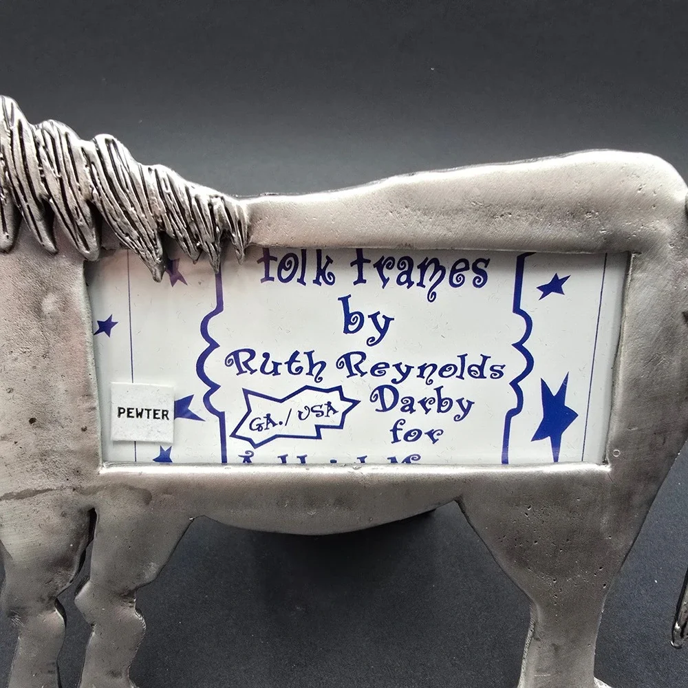 Ashleigh Manor Ruth Reynolds Darby Pewter Horse Folk Art Picture Frame 3x2